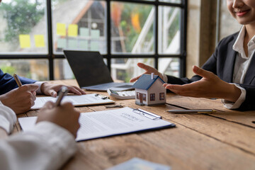 Rental agreement, Sale agent deal to agreement successful home loan contract with customer and sign agreement contract Insurance home concept..