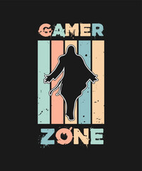 gamer zone gaming t shirt design, Game Quote and Saying, gaming Vector design for poster,