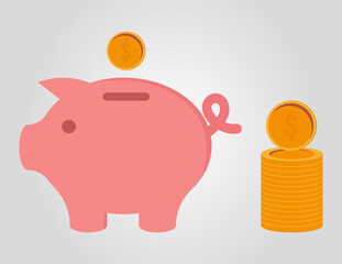 Piggy bank icon. Piggy bank saving money icon in different style. Baby pig piggy bank. vector illustration