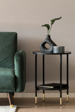 Decorations on modern black side table