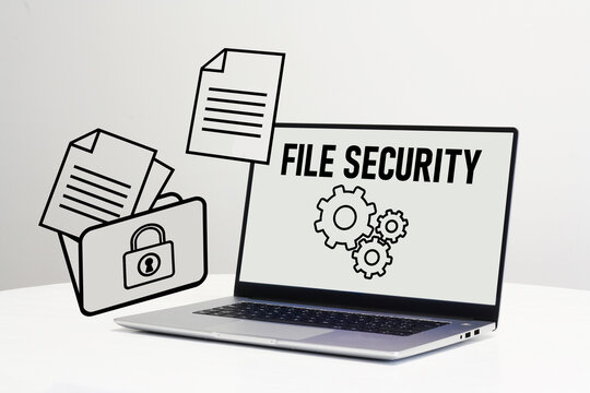 File Security Online Security Protection Concept are shown using the text and pictures of files