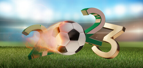 2023 soccer football ball symbol 3d-illustration