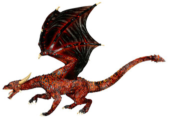 3D Rendering Fairy Tale Dragon on White