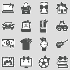 Gift Icons. Sticker Design. Vector Illustration.