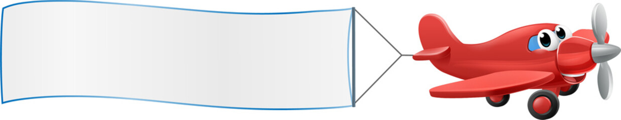 Airplane Pulling Banner Cartoon Character