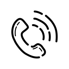 Telephone receiver doodle icon. Hand drawn symbol. Vector illustration.