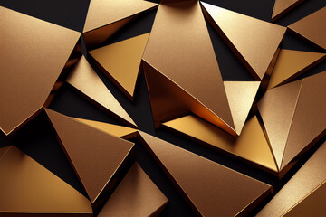 Copper gold Wall luxury black background 3D-Illustration