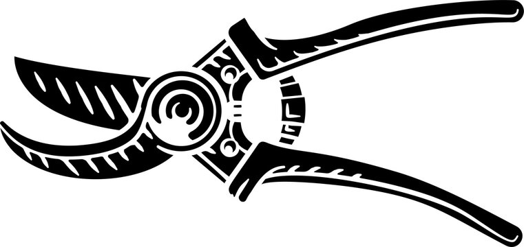 black garden shears, pruning tool, open clip art preview