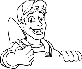 Trowel Construction Site Cartoon Builder Handyman