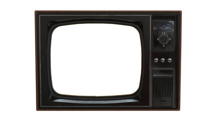 Retro old television isolated on transparent background