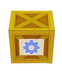 cartoon wooden box isolated illustration for children