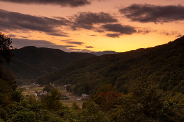 夕暮れの嵐山町の眺望