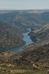 Aerial view of the winding Durao river in Portugal