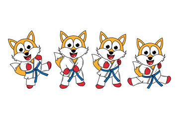 cute fox cartoon karate illustration