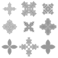 Set of Circle Geometric Ornaments. Guilloche Rosettes Isolated. Ornamental Round Decor.