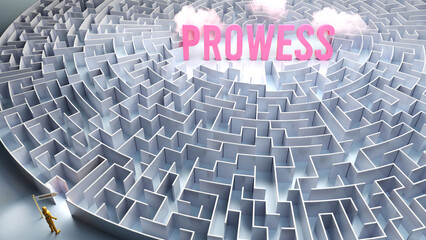 Prowess and a difficult path, confusion and frustration in seeking it, hard journey that leads to Prowess,3d illustration
