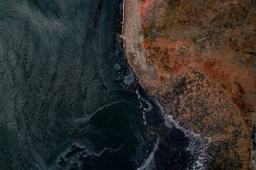 Sunset background lake landscape aerial 