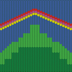 The new fabric lines look goodThe pattern resembles a mountain. It consists of dark green, light green, navy blue, yellow and red.