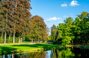 Obraz premium Large pond in a nature reserve in the Netherlands 