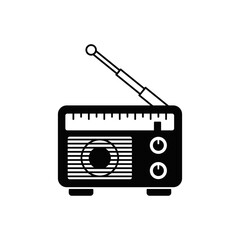 radio icon in black flat glyph, filled style isolated on white background