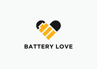 love battery logo design vector silhouette illustration
