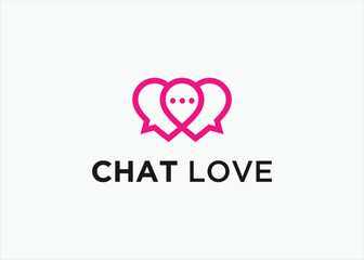 chat love logo design vector silhouette illustration