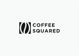 coffee square logo design vector silhouette illustration