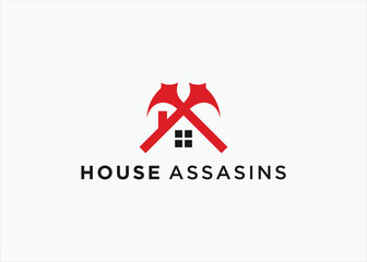 assassin house logo design vector silhouette illustration