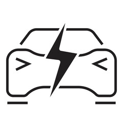 Electric vehicle, electric car, EV with battrey icon, logo or symbol vector illustration