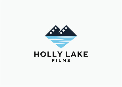 film lake logo design vector silhouette illustration