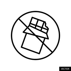 No chocolate bar, Chocolate free product vector icon in line style design for website, app, UI, isolated on white background. Editable stroke. Vector illustration.