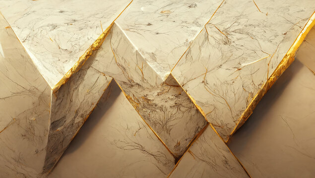 Luxury structure Steps gold marble wallpaper 3D-illustration