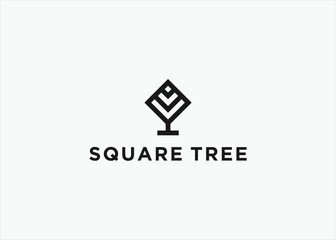square tree logo design vector silhouette illustration