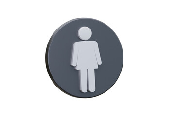 Toilet female icon isoled white backgroung. 3d rendering