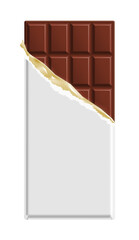 Milk chocolate bar in a blank wrapper, PNG isolated on transparent background	