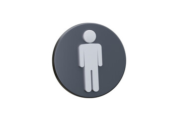 Male toilet icon isoled white backgroung. 3d rendering