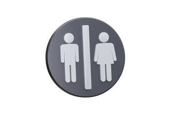 toilet sign icon isoled white backgroung. 3d rendering