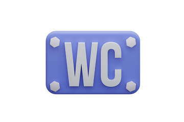 WC icon isoled white backgroung. 3d rendering
