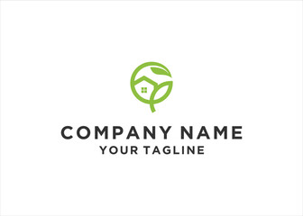 Letter gp home leaf logo design template elements