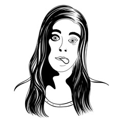 Isolated sketch of a beautiful woman Vector illustration