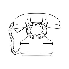 Isolated sketch of a vintage telephone Vector illustration