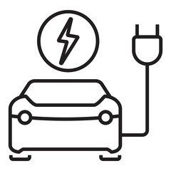 Electric vehicle, electric car, EV with battrey icon, logo or symbol vector illustration