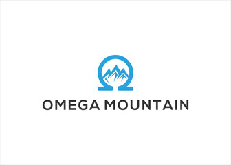 omega mountain logo design vector illustration