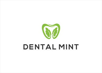 dental mint leaf logo design vector template