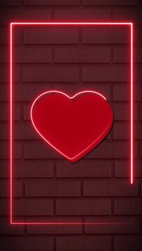 Heart Life Stunning Neon Border Animation in Vertical Format
