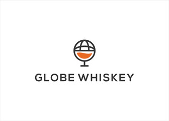 globe whiskey logo design vector