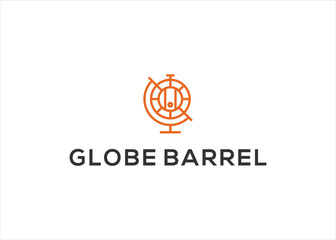 globe barrel logo design vector template