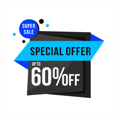Obraz premium Special offer 60 percents off. Special offer banner up to 60%. Marketing design super sale. Big sale tag. Modern poster. Vector illustration