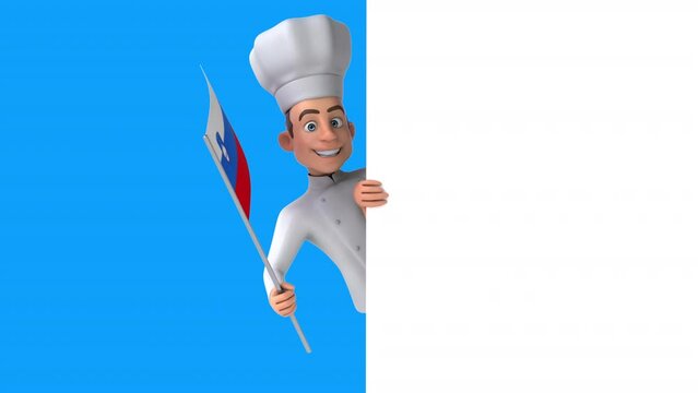 Fun 3D cartoon chef with a flag from slovenia (alpha included)