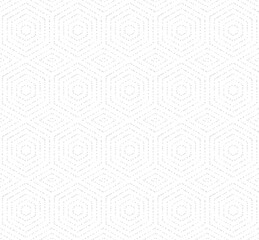 Geometric repeating ornament with hexagonal dotted elements. Geometric modern light ornament. Seamless abstract modern pattern